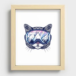 Cat Ski Glasses with Mountain Scene Reflected Recessed Framed Print