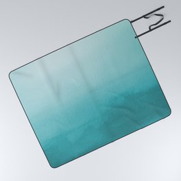 Aqua Teal Turquoise Watercolor Ombre Gradient Blend Abstract Art - Aquarium SW 6767 Picnic Blanket