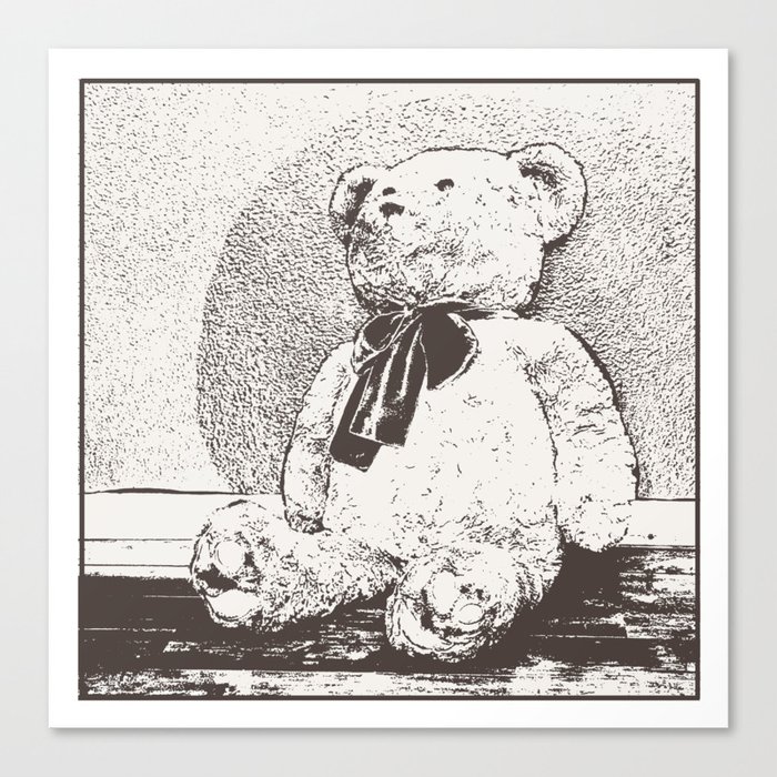 Vinatge Teddy Bear Print Canvas Print
