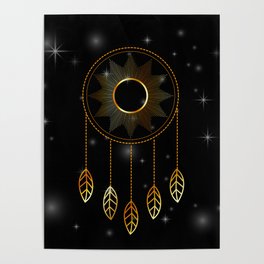Mystic space dreamcatcher with stars Poster