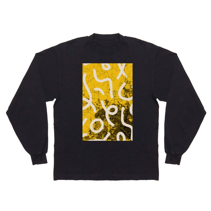 Peoria, Arizona - Yellow City Map Collage Long Sleeve T Shirt