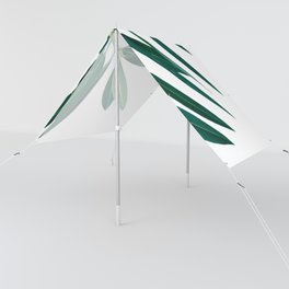 Green and White Botanical Leaves Sun Shade