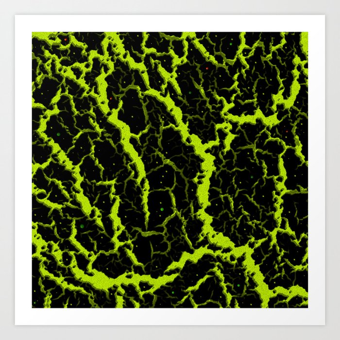 Cracked Space Lava - Lime Yellow Art Print