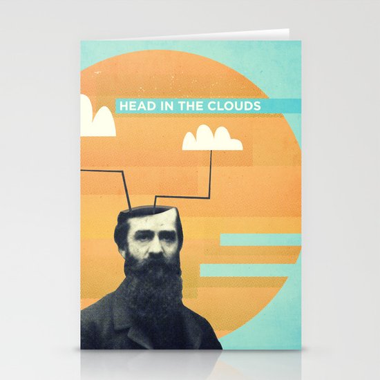 head in the clouds Stationery Cards