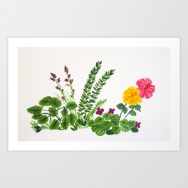 Leaves and Flowers Art Print