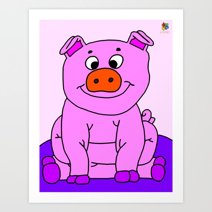 Wide-eyed Piggy Art Print