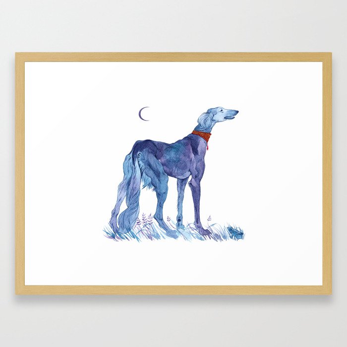 The Saluki And The Frog Framed Art Print