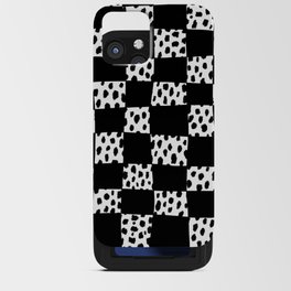 Checkered Dalmatian Polka Dot Pattern (black/white) iPhone Card Case