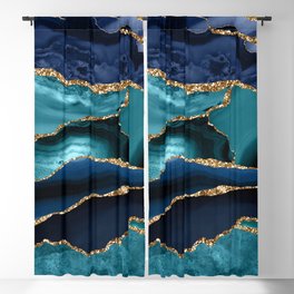 Ocean Blue Mermaid Marble Blackout Curtain