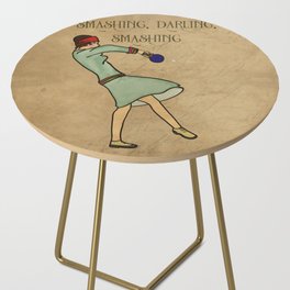 Smashing in Table Tennis, Vintage Inspired Sporting Woman Side Table