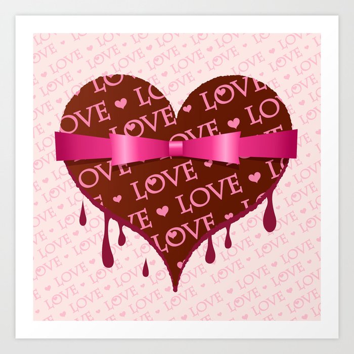 So sweet LOVE - chocolate, heart shape, valentine, ribbon, gift, pink Art  Print by Norwayblue - Kaori Takehana