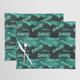pattern with the name David in blue colors and watercolor texture Placemat