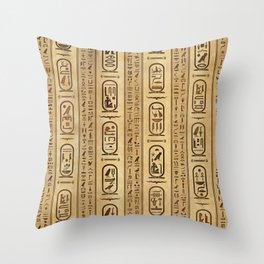 Egyptian hieroglyphs Vintage Texture Throw Pillow