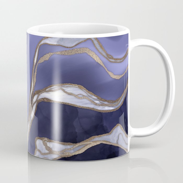 Very Peri Pearl and Gold Abstract Flow Coffee Mug