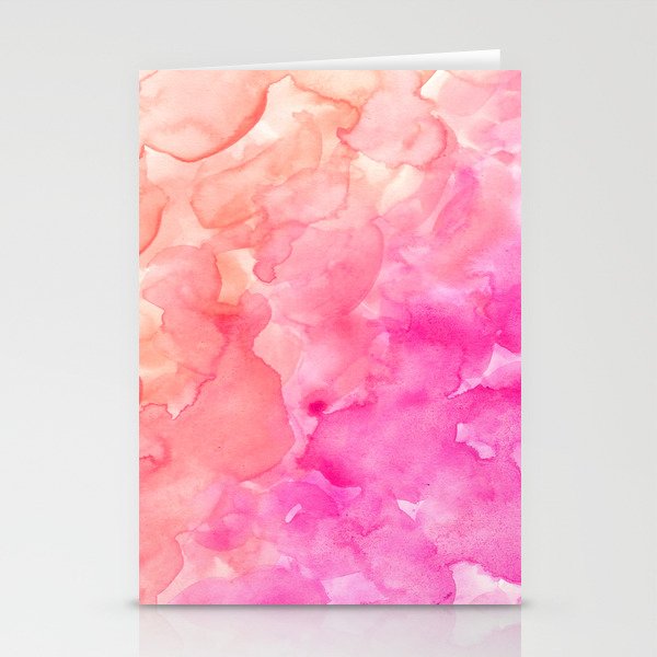 pink-and-orange abstract watercolor Stationery Cards