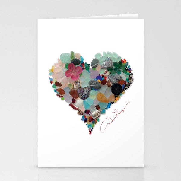 Love - Sea Glass Heart A Unique Birthday & Father's Day Gift Stationery  Cards by Donald Verger