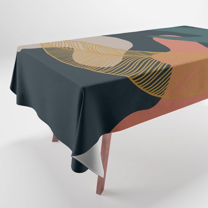 Abstract Golden Leaf 3 with Dark Background Tablecloth