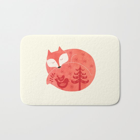 sleeping fox Bath Mat