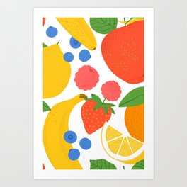 Summer tropical fruit seamless pattern illustration Art Print