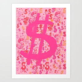 Pink Dollar Signs Art Print