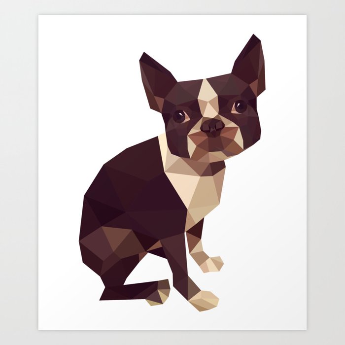 Low Polygon Boston Terrier Art Print