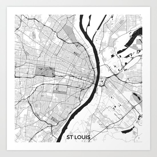 St. Louis Map Gray Art Print
