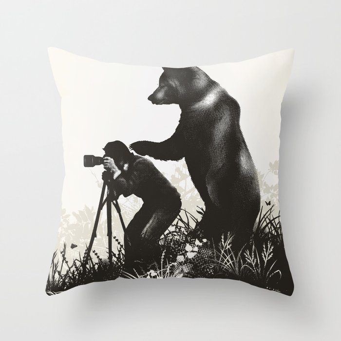 The Bear Encounter II Throw Pillow