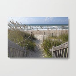 Peaceful Beach Scene Metal Print | Eastcoast, Sanddunes, Relaxation, Warmwater, Seaoats, Beach, Photo, Color, Vacationspot, Oceanwaves 