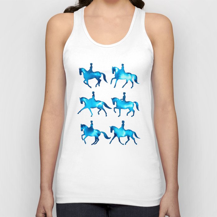 Turquoise Dressage Horse Silhouettes Tank Top