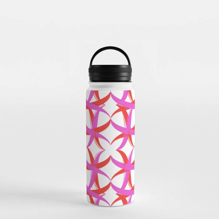 Hot pink and red abstract pattern Water Bottle