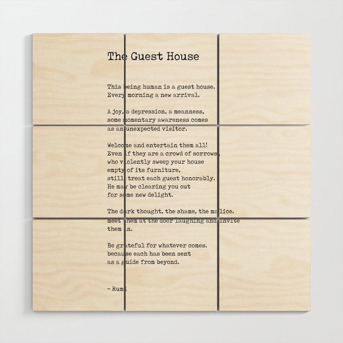 The Guest House by Rumi - Typewriter Print - Literature Wood Wall Art