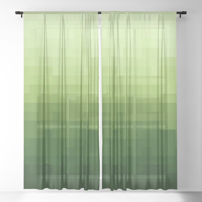 Gradient Pixel Green Sheer Curtain