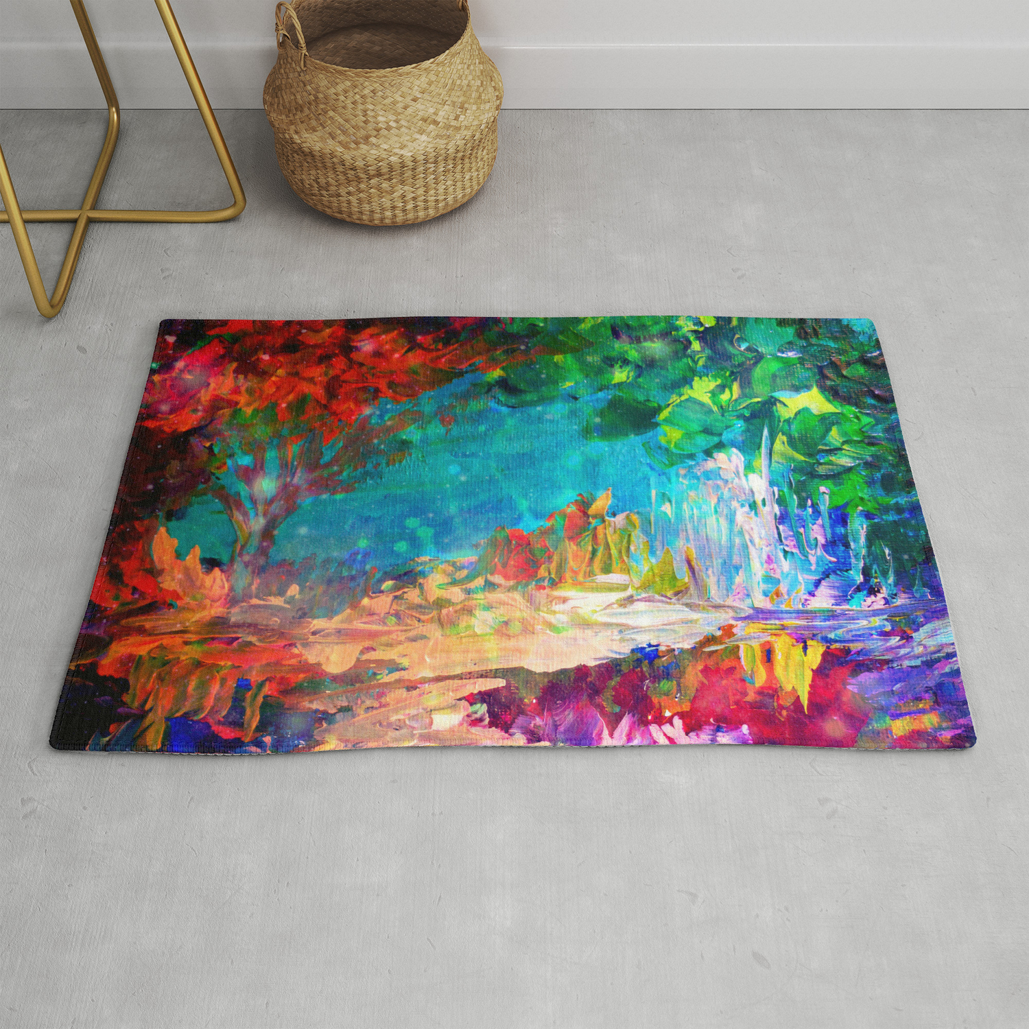 Welcome To Utopia Bold Rainbow Multicolor Abstract Painting Forest