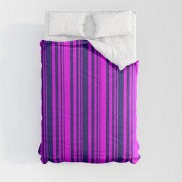 [ Thumbnail: Midnight Blue & Fuchsia Colored Lines Pattern Comforter ]