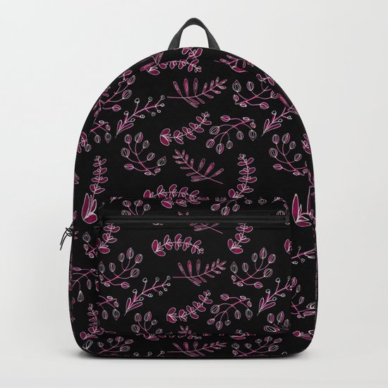 Seamless watercolor blue flowers pattern on black background Backpack