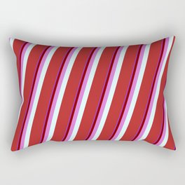 [ Thumbnail: Eyecatching Purple, Maroon, Orchid, Light Cyan, and Red Colored Lined/Striped Pattern Rectangular Pillow ]