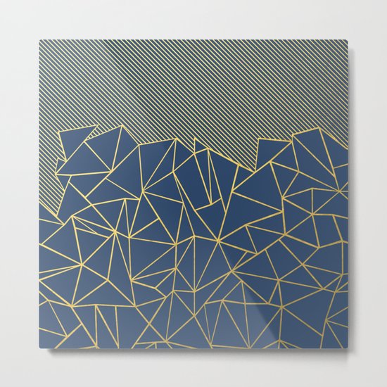 Ab Lines 45 Navy and Gold Metal Print