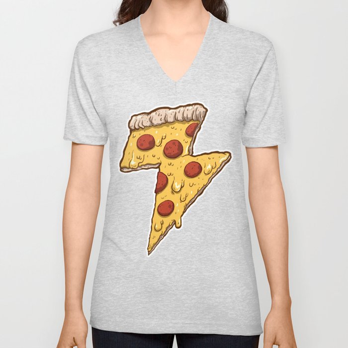 Thunder Cheesy Pizza V Neck T Shirt