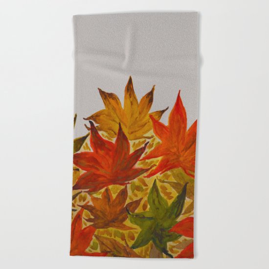 Autumn abstract watercolor 03 Beach Towel