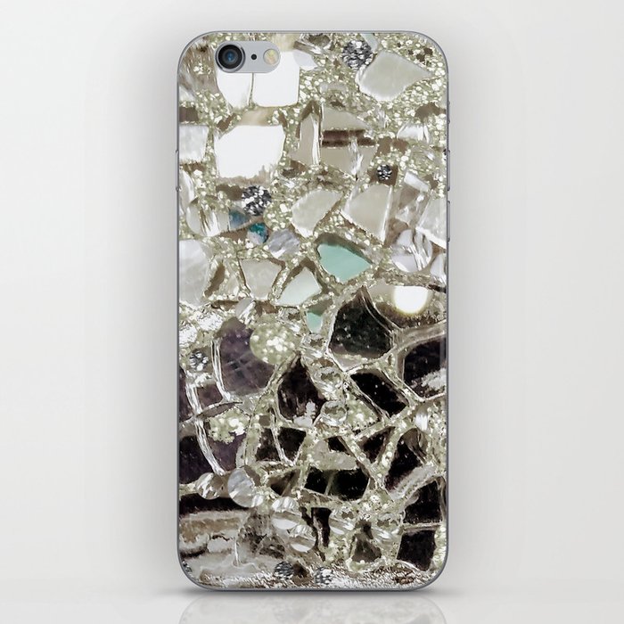 An Explosion of Sparkly Silver Glitter, Glass and Mirror iPhone Skin