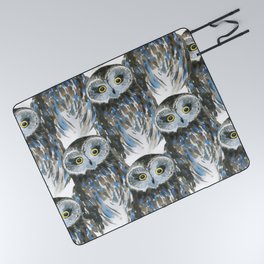 Seamless watercolor pattern with big owl Picnic Blanket