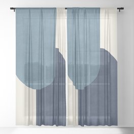 Halfmoon Colorblock - Blue Sheer Curtain