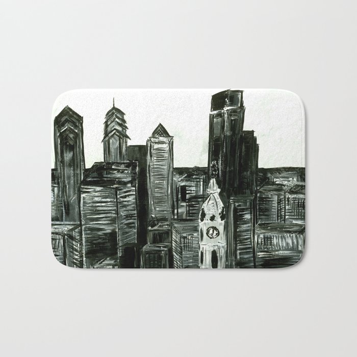 Black And White Philly Skyline Bath Mat By Brittmiller Society6
