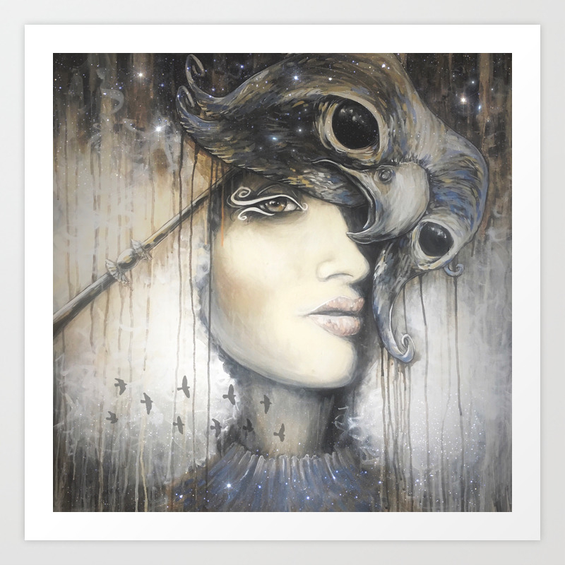 Waiting In The Wings Woman Portrait Painting Goddess Masquerade