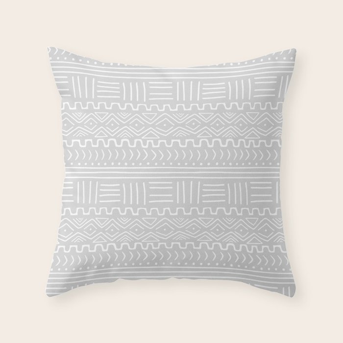 Mud Cloth On Light Gray Throw Pillow By Wellingtonboot Society6