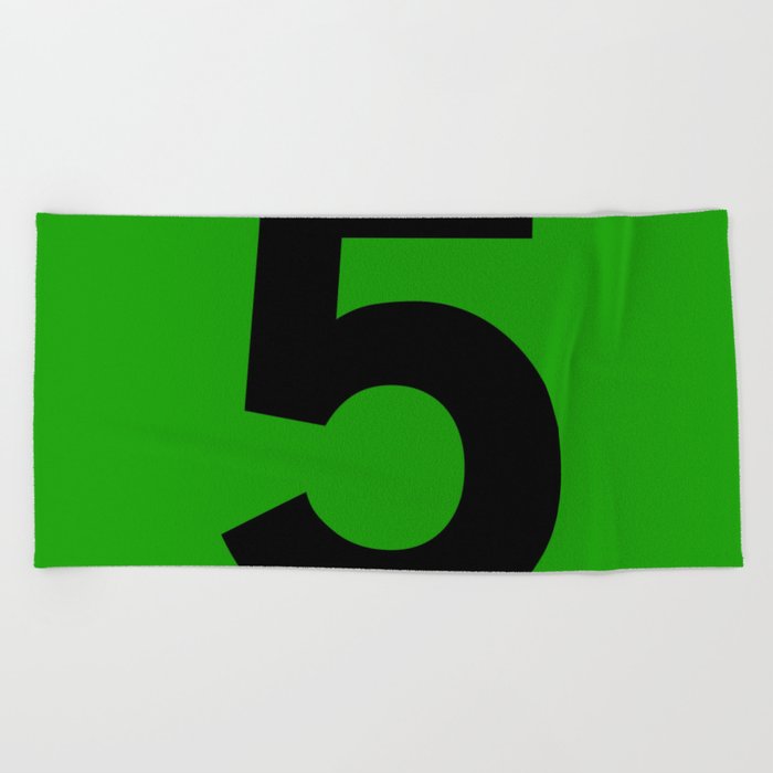 Number 5 (Black & Green) Beach Towel