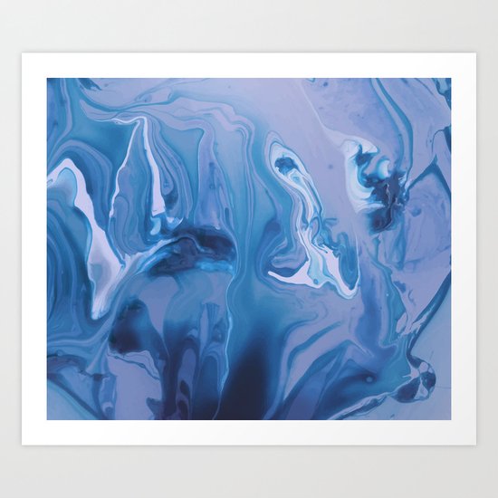 Watercolor marble blue & purple Art Print