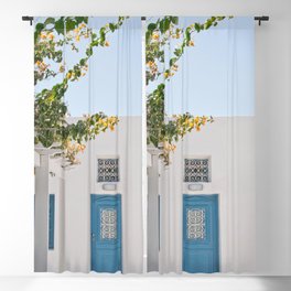 Santorini Oia Blue Door Dream #2 #minimal #wall #decor #art #society6 Blackout Curtain