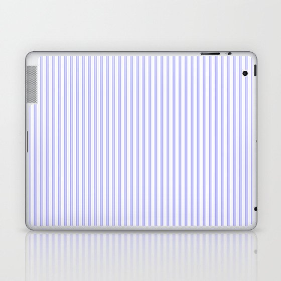Periwinkle Blue and White Micro Vertical Vintage English Country Cottage Ticking Stripe Laptop & iPad Skin