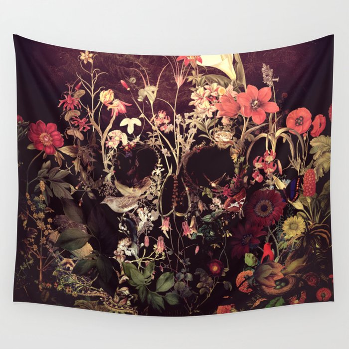Bloom Skull Wall Tapestry by Ali GULEC